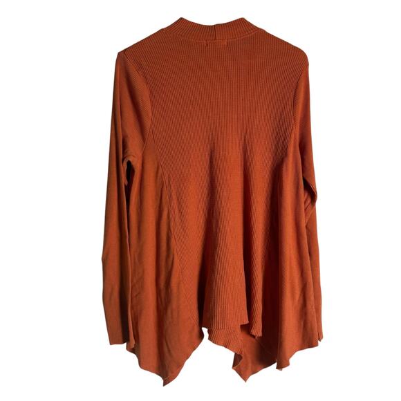 Anthropologie T.La Orange Waffle Knit Mock Neck Asymmetric Sweater M - Picture 5 of 7